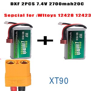 2PCS DXF RC Lipo Batterie 2s 7,4 V 2700mAh 4200mah 20C Max 40C Für Wltoys 12428 feiyue 03 JJRC Q39 upgrade teile: 2PCS 2700mah XT90