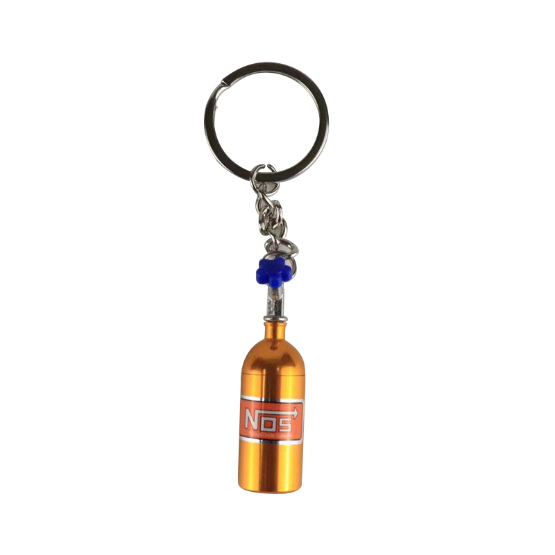 LLavero de Metal con forma de botella de nitrógeno para coche, caja de pastillas de almacenamiento, , Interior de motocicleta: YELLOW