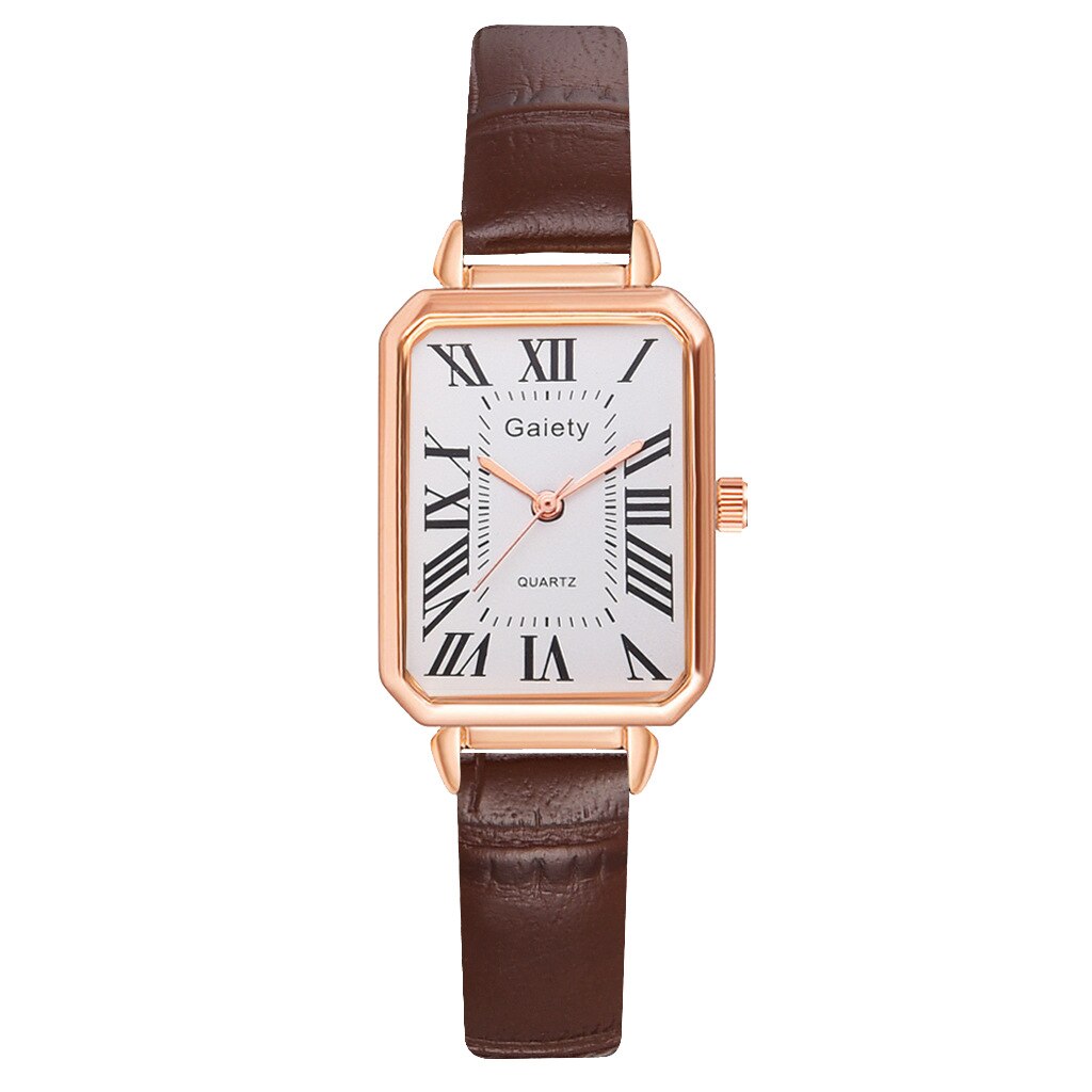 Relojes Para Mujer Reloj Mujer Marcas Famosas De Lujo Relojes De Cuarzo Para Mujer Mujer Correa de bambú coreana para mujer, Reloj de pulsera de cuarzo con números romanos cuadrados, conjunto de: 6