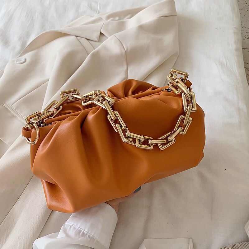 [EAM]-bandoleras con cadena dorada para mujer, bolsa nube de lujo, bolsa de mensajero tipo bandolera, bolso de mano para , HM112,: orange
