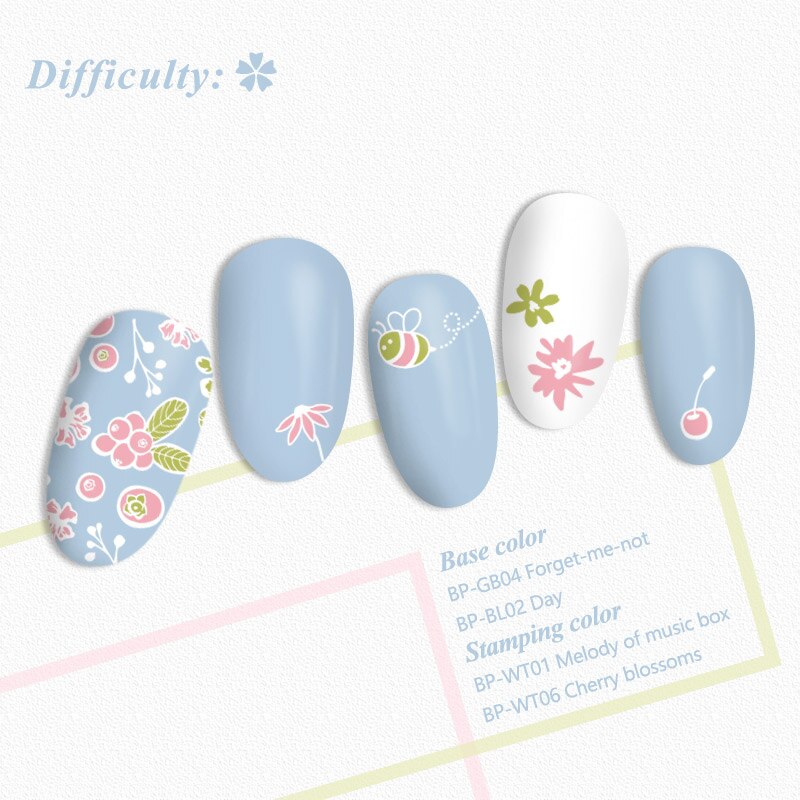 BORN PRETTY Rectangle Nail Stamping Plates Stainless Steel Simple High Nail Stamp Templates Flower tango-L003