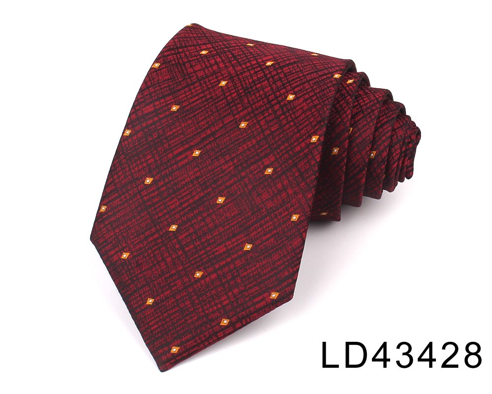 Men Tie Classic Plaid Neck Tie For Wedding Business Suits Man Paisley Ties Wine Red Men's Necktie Jacquard Neck Wear: Rose Red