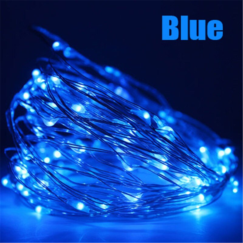 LED garland copper wire LED string light fairy light indoor birthday party wedding valentine decoration новыйгод: blue / CR2032 Battery-2M