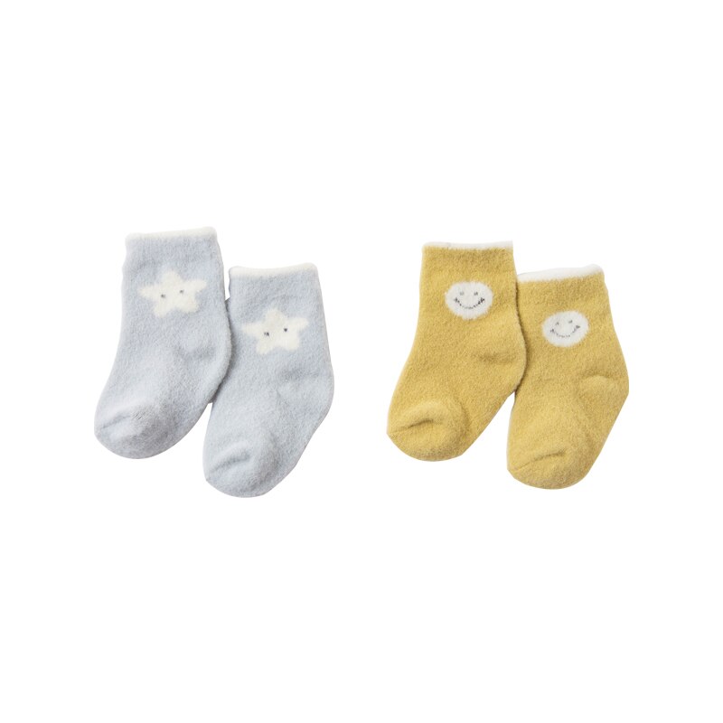 DB15696 dave bella winter baby girls lolita cartoon sock children girl socks: blue yellow group / 13cm