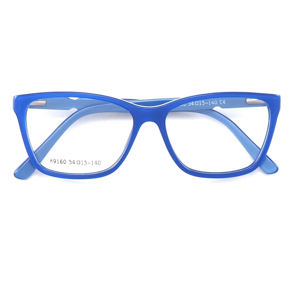 Monturas de gafas cuadradas a la para mujer, lentes ópticas con de ojo de gato, graduadas, en colores rosa, amarillo, azul y rojo: Blue c4
