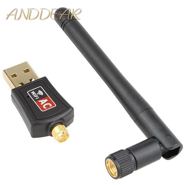 802.11B/G/N/AC çift bant 600Mbps RTL8811CU kablosuz USB WiFi adaptörü dongle ile 2.4G & 5.8G harici Wifi anten android