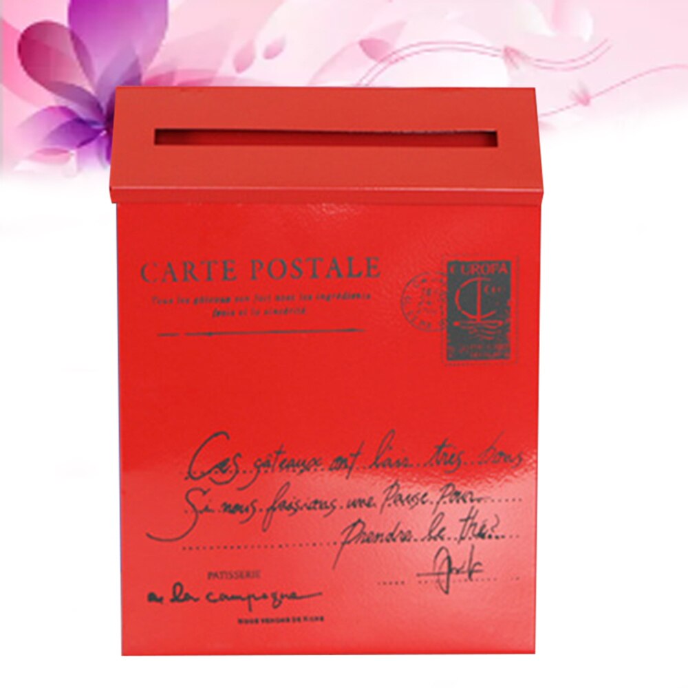 Post Box Mailbox Home Wall Decoration Ornament Photo Prop(Beige White): Red