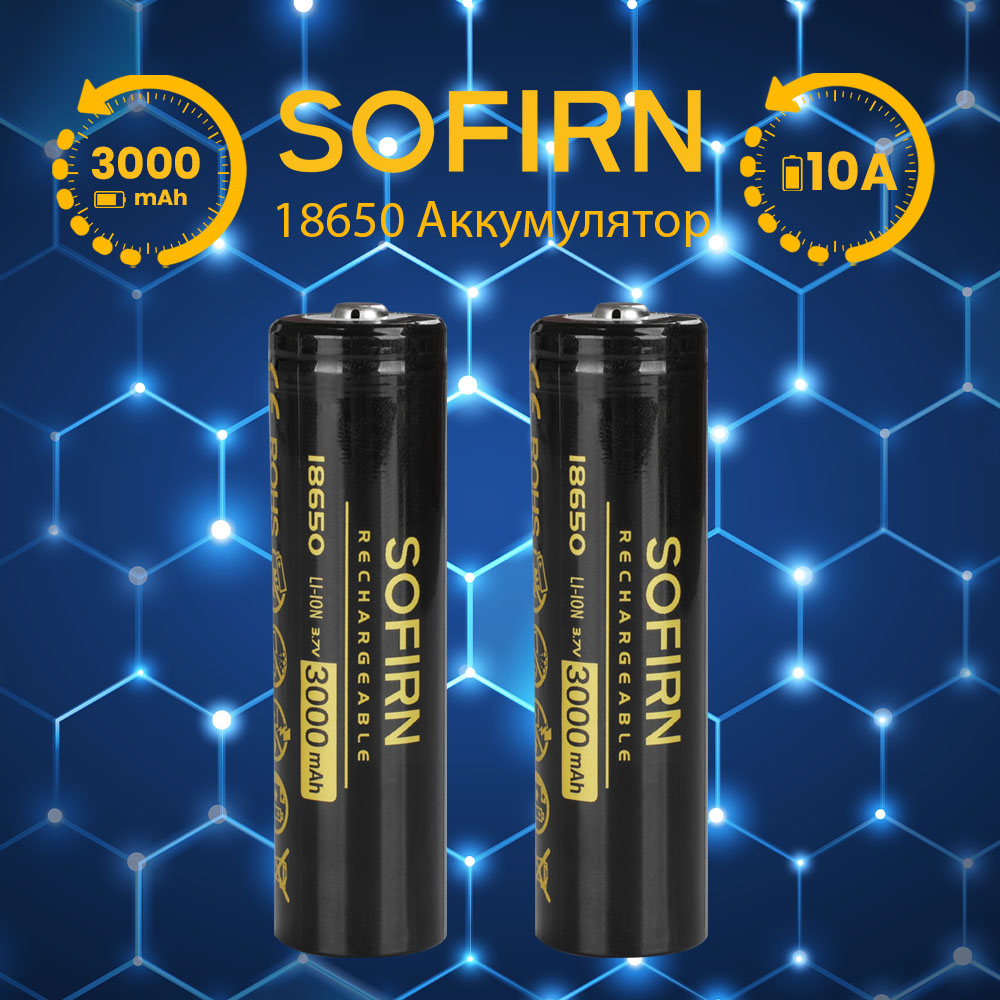 Sofirn-batería recargable de 3000mAh, 18650, precargada, 3,7 V, Li-ion, 18650, baterías recargables para linterna LED
