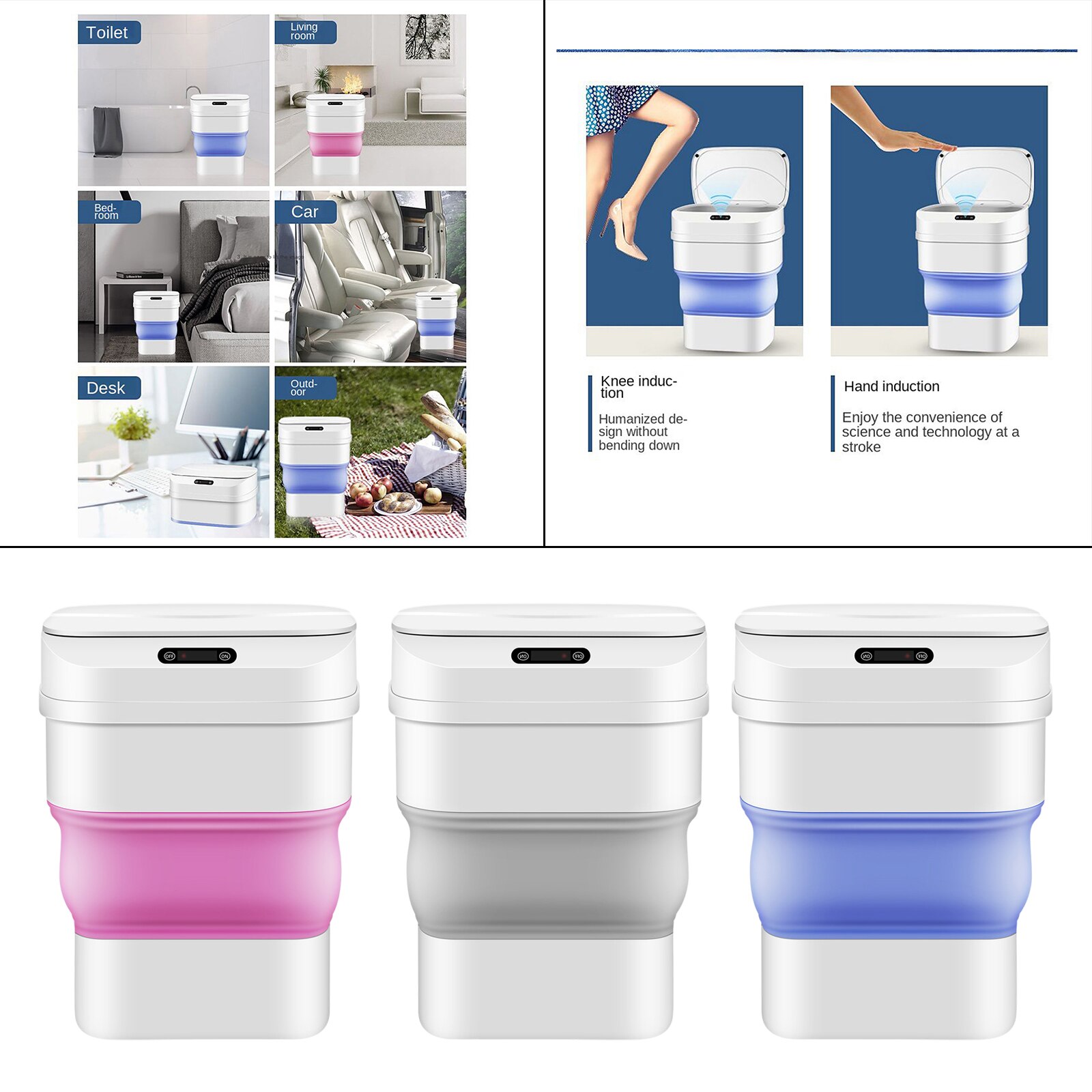 Automatische Prullenbak Vuilnisbak Contactloze Grote Capaciteit Intelligente Vuilnisbak Voor Slaapkamer Afval Papier Bin