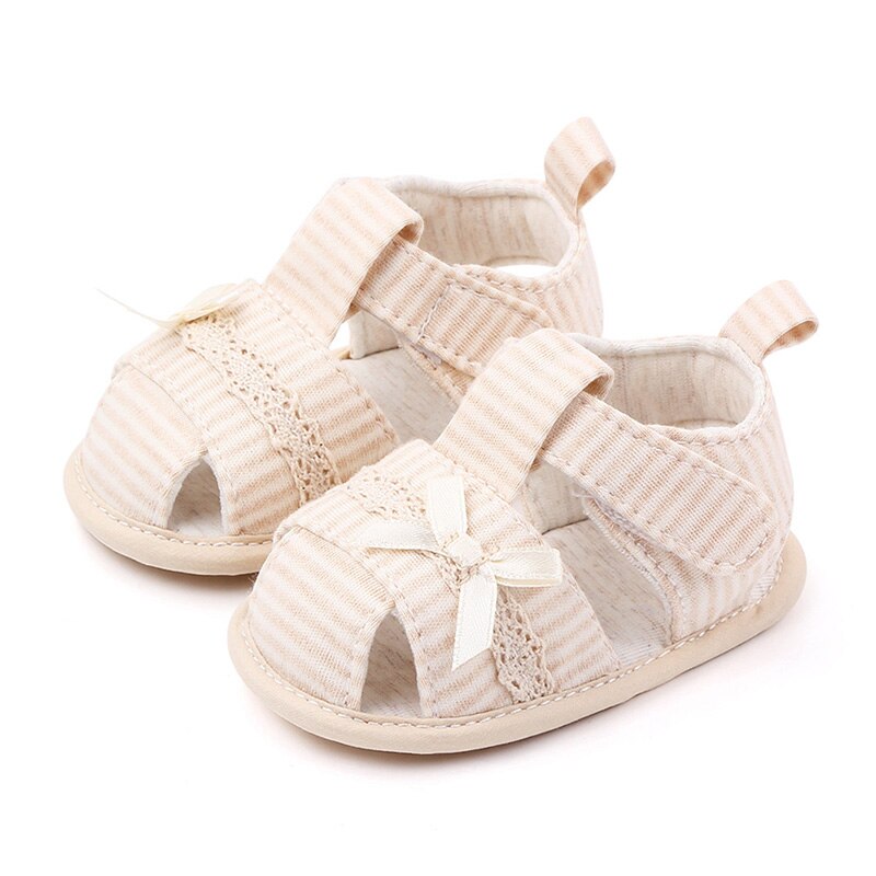 Baby Girls Shoes Summer Cotton bow Sandals Soft Sole Shoes Prewalkers: A / 13