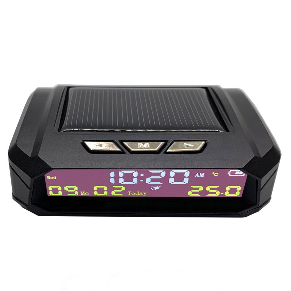 Reloj Digital portátil Solar del coche con LCD Fecha de hora indicador de la temperatura para coche Panel Metro pantalla accesorios de Interior de coche: 02