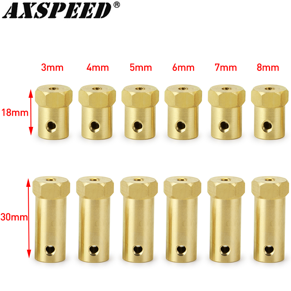AXSPEED 4 Uds 12mm acoplador de acoplamiento hexagonal de rueda adaptador de manga de latón conector de neumático 3/4/5/6/7/8/mm para piezas de repuesto de coche barco RC