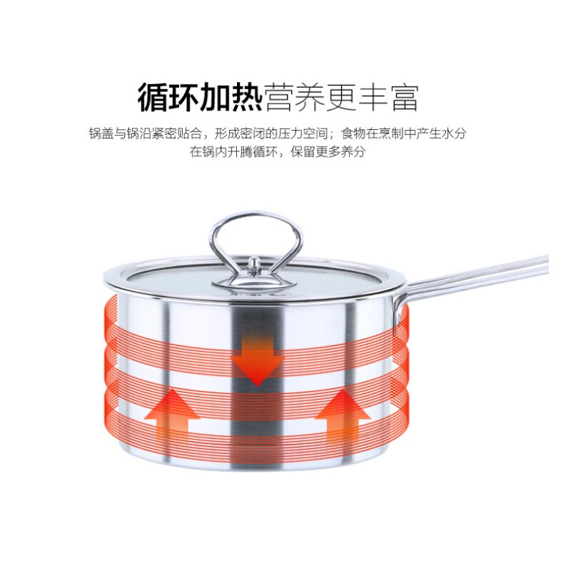 Mini olla de calentamiento de leche de acero inoxidable, 16CM, 1 ud.