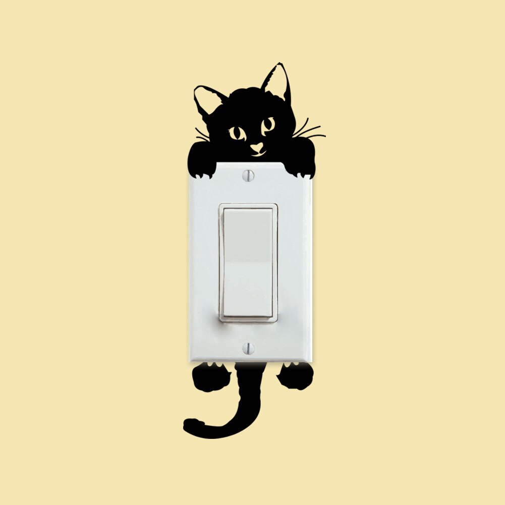 Cute Cat Wall Sticker Light Switch Decor Decals Art Mural Baby Nursery Room PVC Wallpaper for Living Room