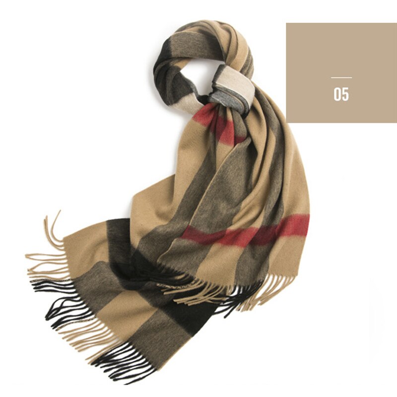 Wixra de lana de cordero a cuadros bufanda de invierno chal cálido Fular bufandas todas las bufandas de Cachemira a juego Otoño Invierno: 5 Camel