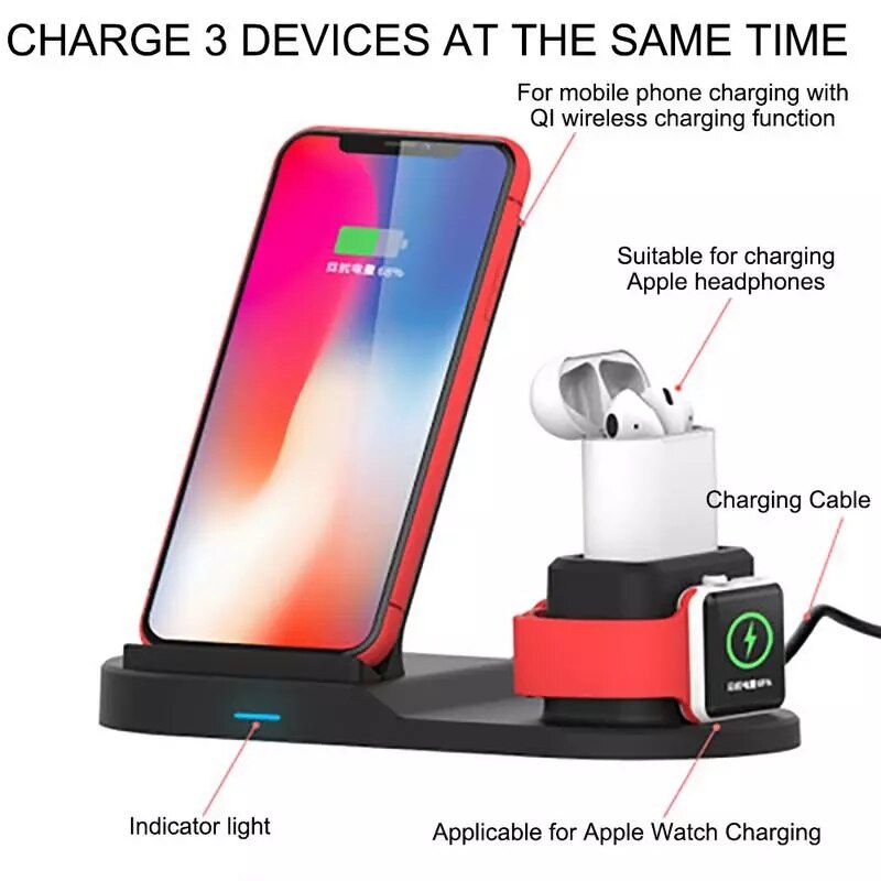 3 in 1 Wireless Charger Fast Charging For iPhone11 Pro XR XS Max 8 for Apple Watch 2 3 4 5 6For AirPods Pro 3 2 Wireless: 10W box package