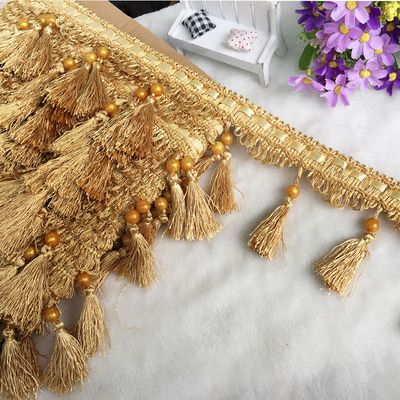 12 piha / tontti verho pitsi koriste tupsu hapsu diy helmet pallo sohva pöytäliina pitsitarvikkeet roikkuu side ompelu: 18 vanhaa keltaista