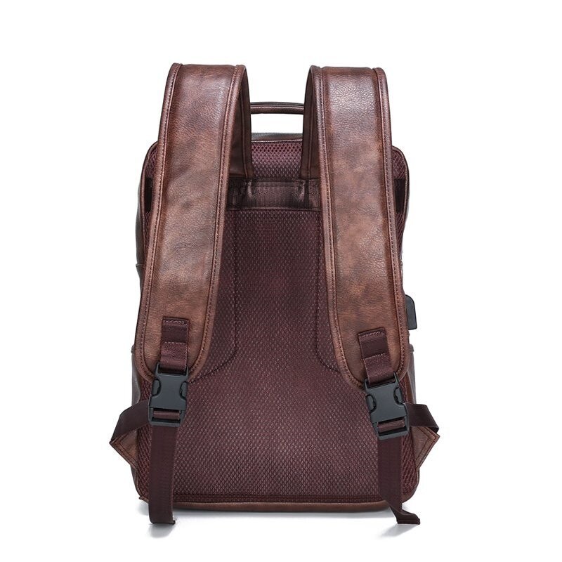 Mochila Vintage de cuero Pu para hombre, morral de viaje de negocios para ordenador portátil, de gran capacidad bolso de hombro, mochilas escolares para estudiantes