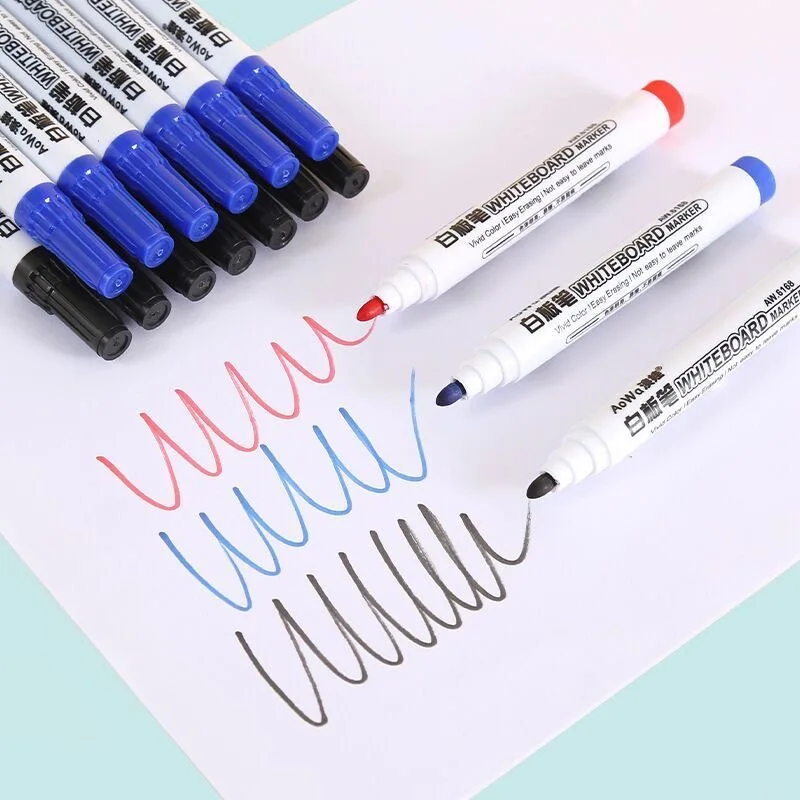 4/8 stuks zwarte uitwisbare whiteboard-pen, rood blauw af te vegen grote koppen, glazen notitiepen met grote capaciteit, whiteboard-markeerstift