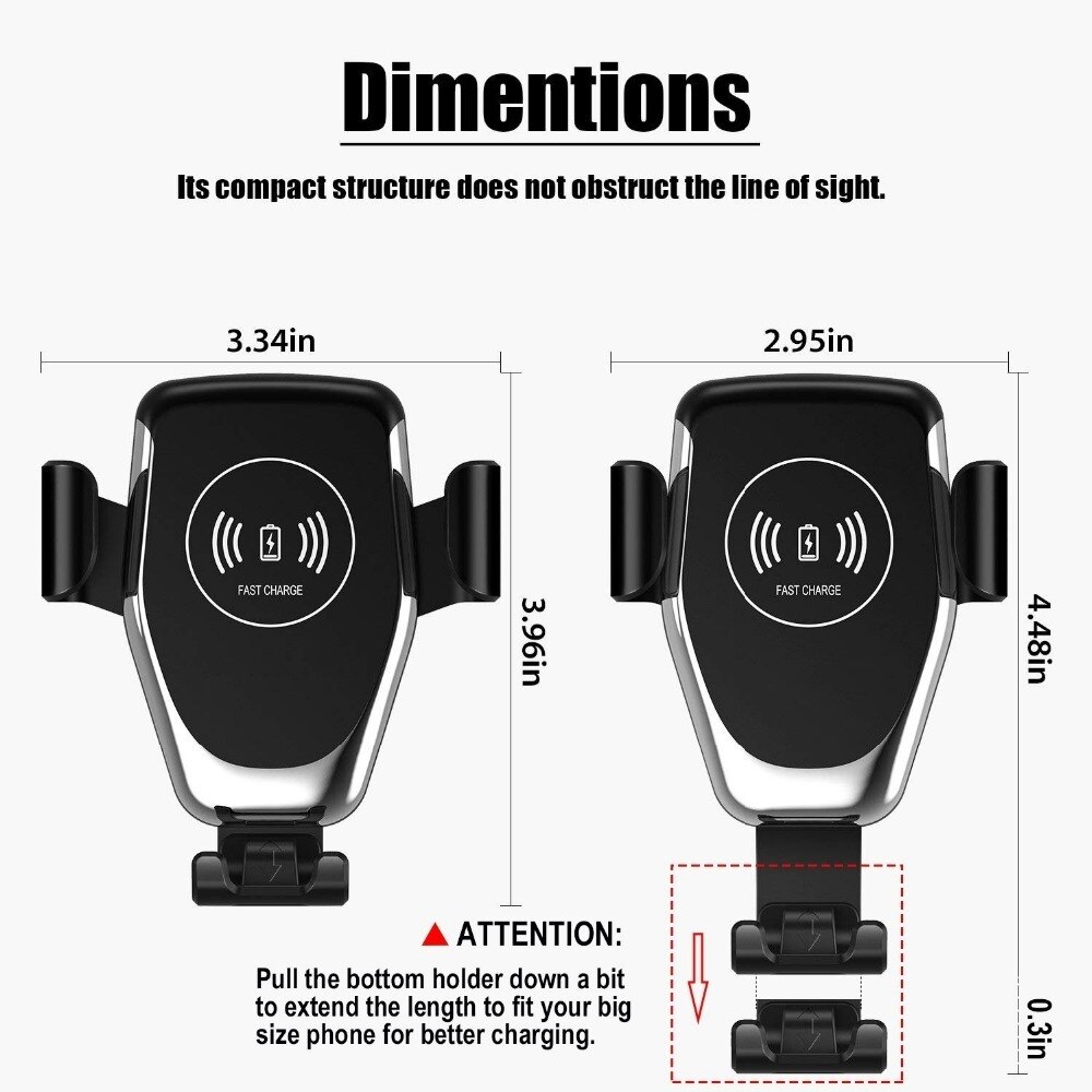 Cargador inalámbrico rápido Qi para coche, soporte de carga para iPhone 13, 12, 11 Pro, XS, Max, XR, X, Samsung S10, S9, 60W