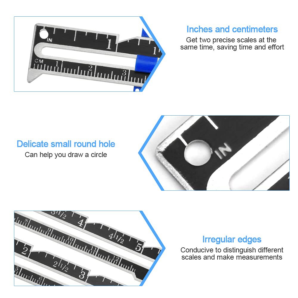 3PCS Sewing Gauge Sewing Measuring Tool Metal Sliding Gauge Fabric Quilting Ruler with Fabric Marker Pen for Knitting Sewing