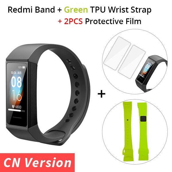 Xiaomi Redmi Band Smart Wristband Fitness Heart Rate Sport Monitor Bluetooth 5.0 USB Charging Bracelet redmi smart band: Black n Green Strap
