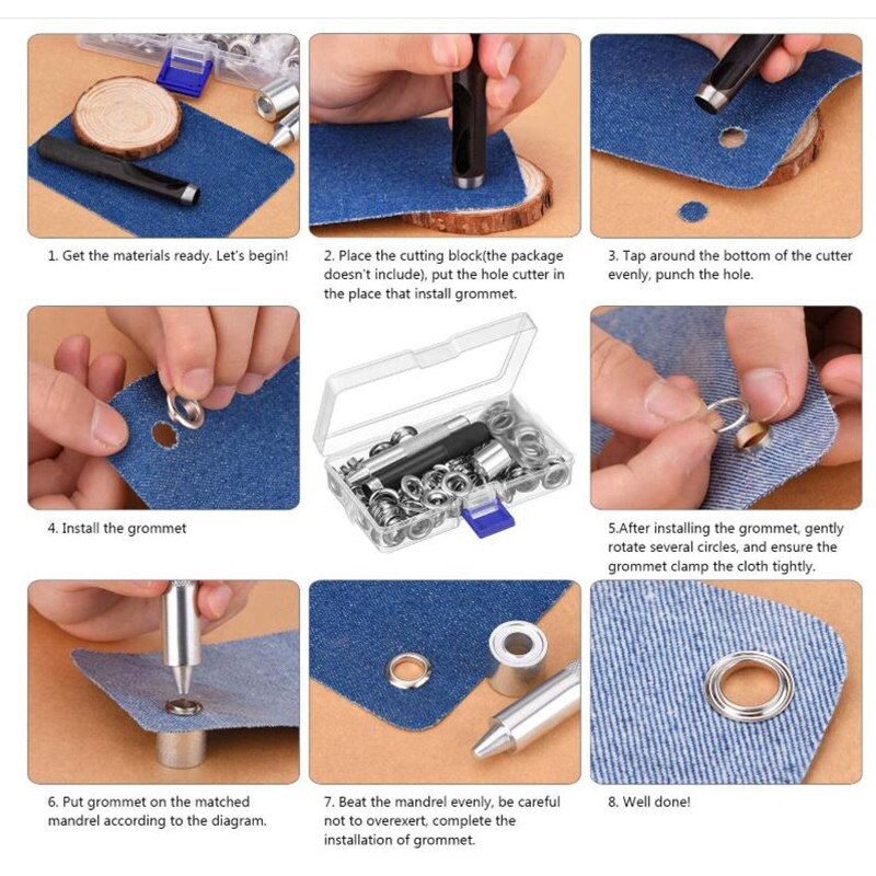 Grommet Tool Kit, Grommet Setting Tool 100 Sets Grommets Oogjes (1/2 Inch Diameter) oogjes En Oogje Punch Sterven Tool