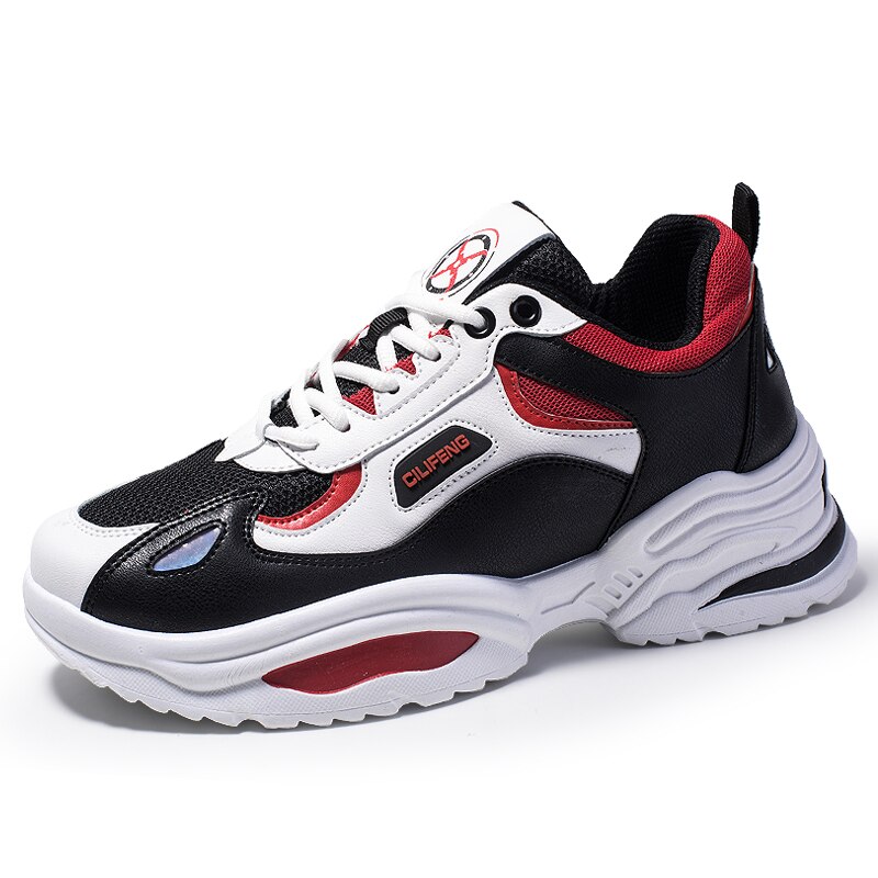 Heren casual schoenen veterschoenen heren winter lente heren dikke sneaker casual platform hoge hak dad schoenen 39-44: Rood / 43