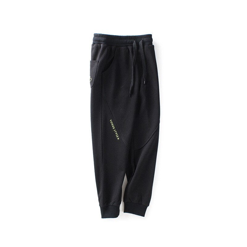 Pantalon de survêtement pour garçon, gris, noir, bleu foncé, décontracté, vêtements de pour enfant de 7 à 12 ans, printemps-automne: Black / 14