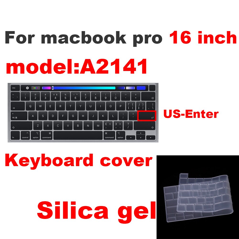 laptop keyboard cover macbook pro 16 inch A2141 Keyboard protective film Transparent keyboard cover For macbook pro 16: 16-Silica gel-US-KEY