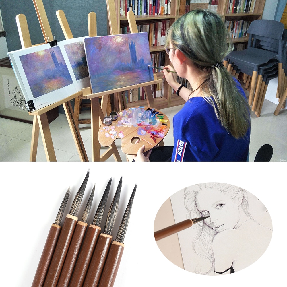 1/3 Uds pelo de Nylon bambú eje pintura gancho línea pluma acuarela dibujo pincel caligrafía accesorio pintura arte suministros