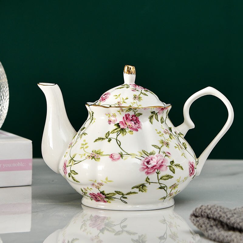 Bone China Teapot 400/900ML Ceramic Tea Pot Set Home High Grade Porcelain Kettle Large Capacity Party Teaware Coffee Ceramic Jug: 900ML / Wisteria