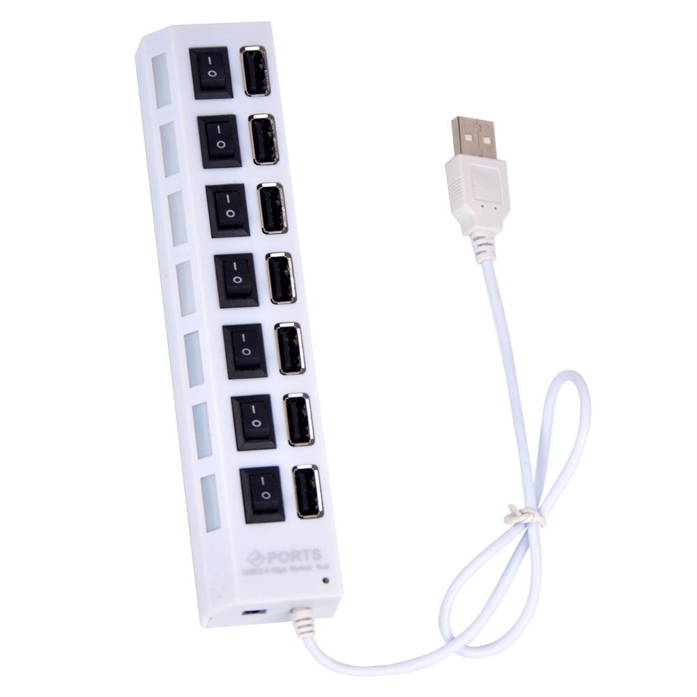 LIGHTAILING Weiß/Schwarz USB Hub Mit 7 Usb Häfen Und Batterie Kasten Für Block einstellen Spielzeug LED Licht Bausatz: weiß