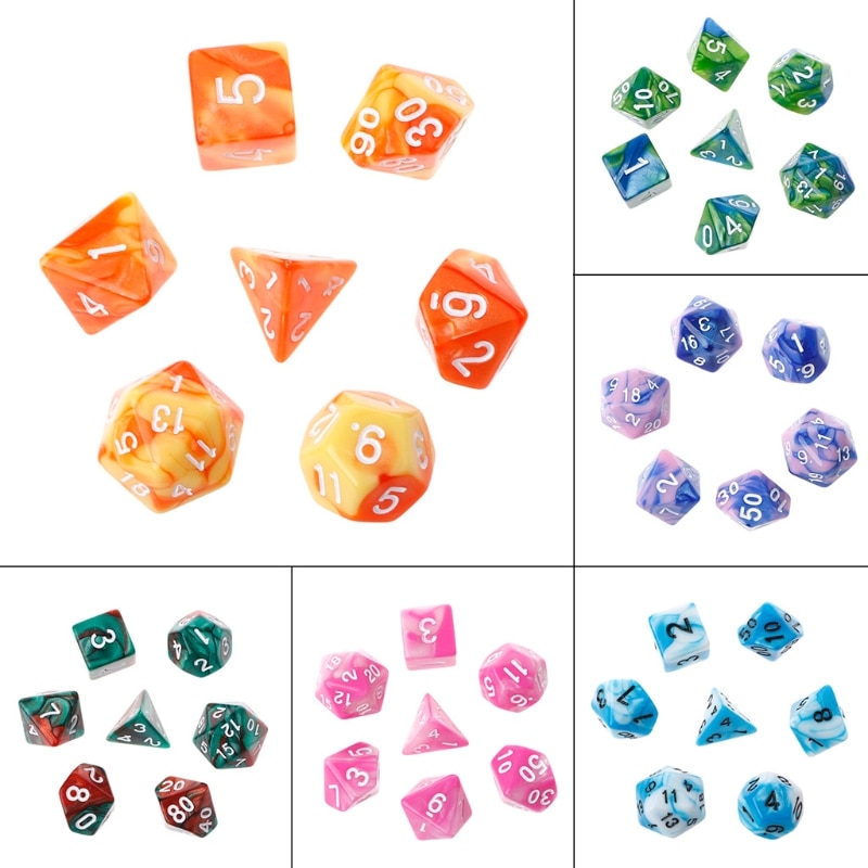 7 Stks/set Acryl Polyhedrale Dobbelstenen Voor Trpg Board Game D4-D20