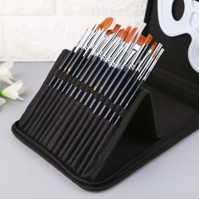 Juego de pinceles de madera para pintura acrílica, Kit de arte cosmético Gouache, bolígrafos de dibujo L29K, 18 unids/set