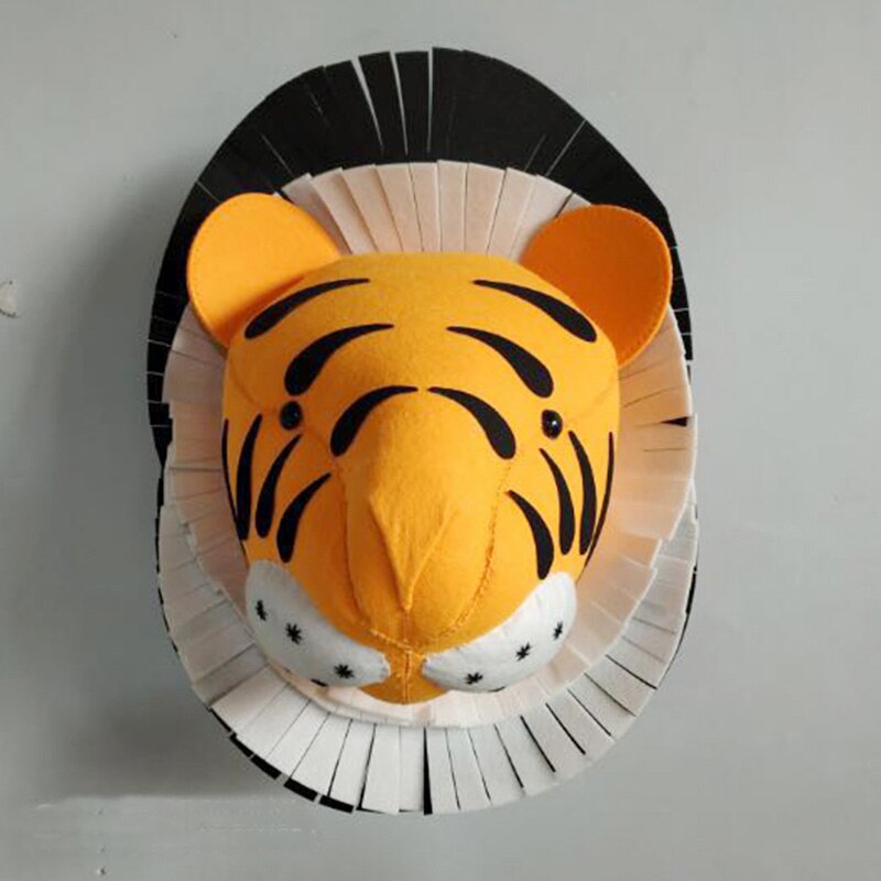 Ins Nordic Animals Head decorazione murale feltro fatto a mano teste di animali appeso a parete giocattoli di peluche Baby Boy Room Kids Girl Room Decor: tiger