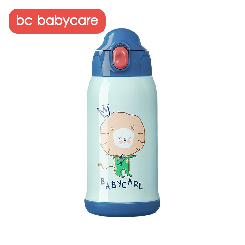 Bc babycare 600ml 3 in 1 baby vacuüm tuitbeker draagbare pers rietje waterfles lekvrije geïsoleerde roestvrijstalen thermosbeker: Blauw
