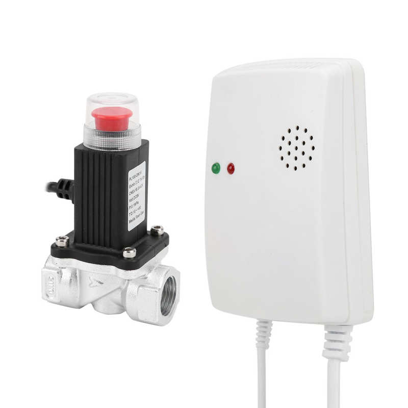 LPG Alarm Fuel Coal Natural Gas Alarm Independent Wall‑Mounted Household with Drive Solenoid Valve AC110‑220V