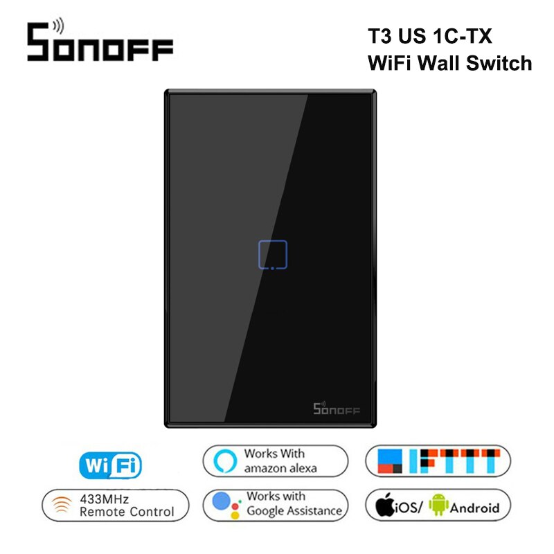 Itead Sonoff T3 UNS 1/2/3 Gang TX 433Mhz RF Einöde Gesteuert Wifi berühren Schalter Mit grenze Arbeitet Mit Alexa Google Heimat IFTTT: uns T3-1C