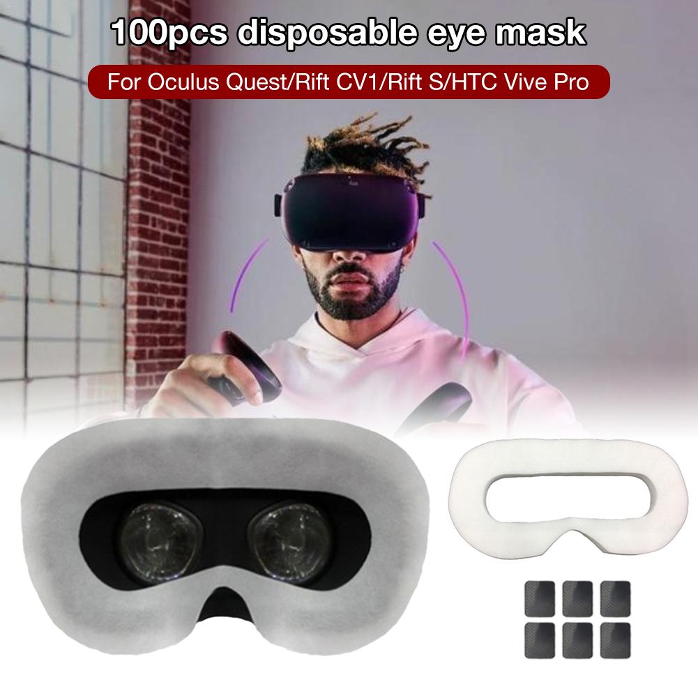Disposable VR Eye Mask Breathable Pure Cotton Sweat Absorbent VR Face Mask for Oculus Quest/Rift CV1/Rift S/HTC Vive Pro 100Pcs