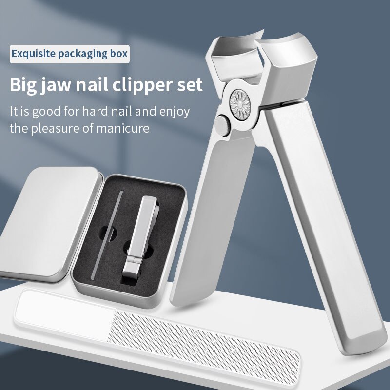 Wide Jaw Nail Clippers Stainless Steel Manicure Cutter Thick Hard Toenail Fingernail Scissors Trimmer Tools