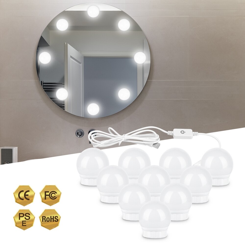 Led 12v makeup spejl pære hollywood forfængelighed lys trinløs dæmpbar væglampe 6 10 14 pærer kit til toiletbord
