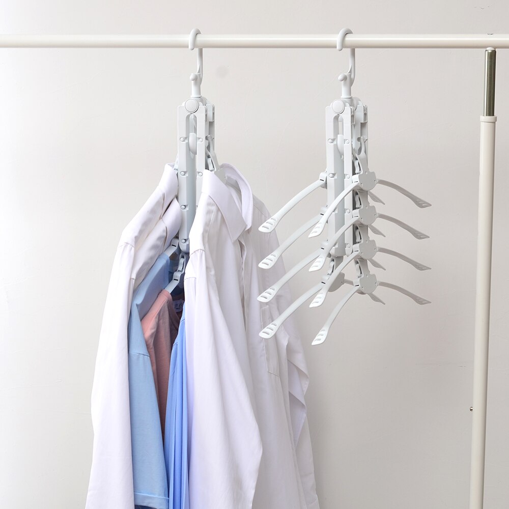 Multi-functional Plastic Foldable Clothes Hanger 8 In 1 Space-saving Wardrobe Rack Children Baby
