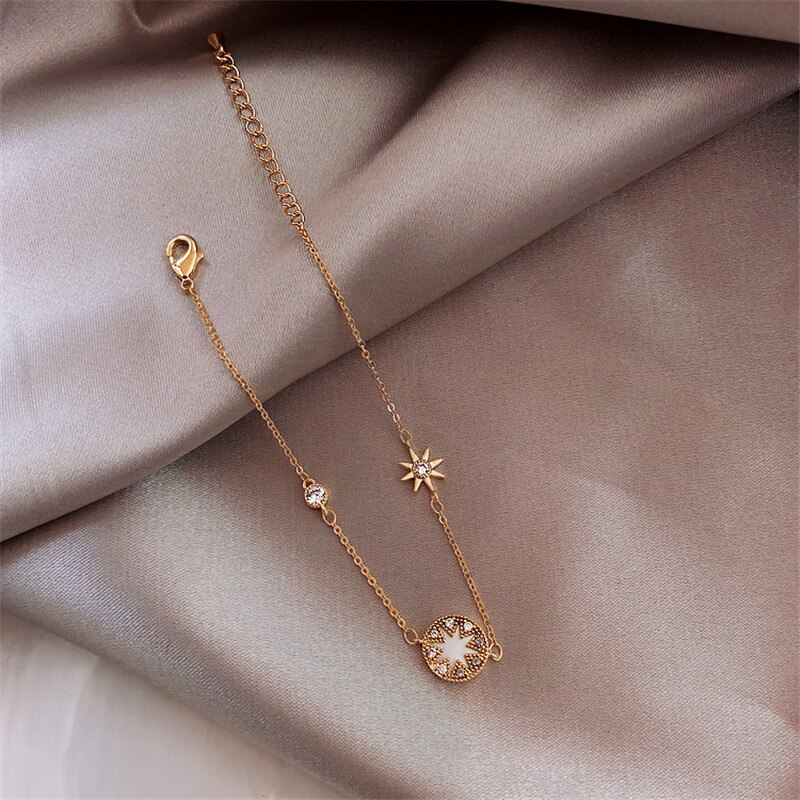 Klassieke Mode Zirconia Gouden Ketting Armband Vrouw Korea Lucky Manchet Armband Partij Sieraden Verjaardag Cadeau Voor Meisjes