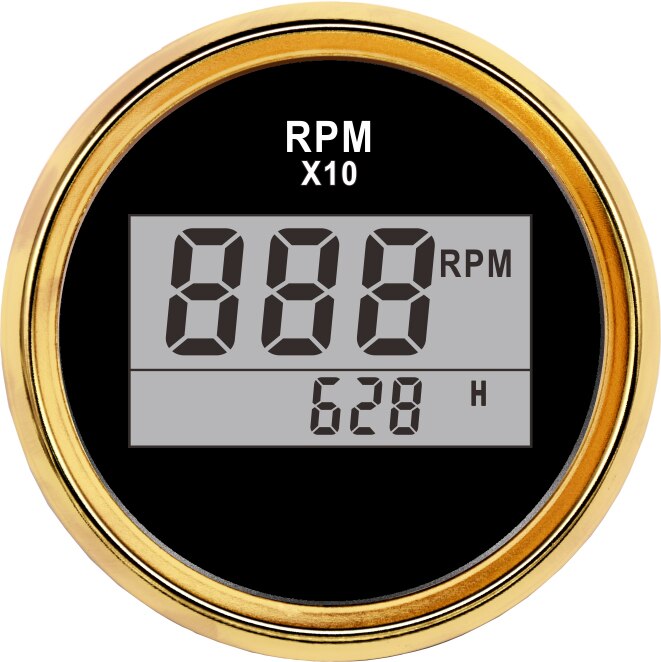 Digital 0-999RPM Tachometer for Boat Car 52mm Gauge Tacho LCD Engine Truck Gauge with Hoursmeter Red Back Tacho: BG-RPM