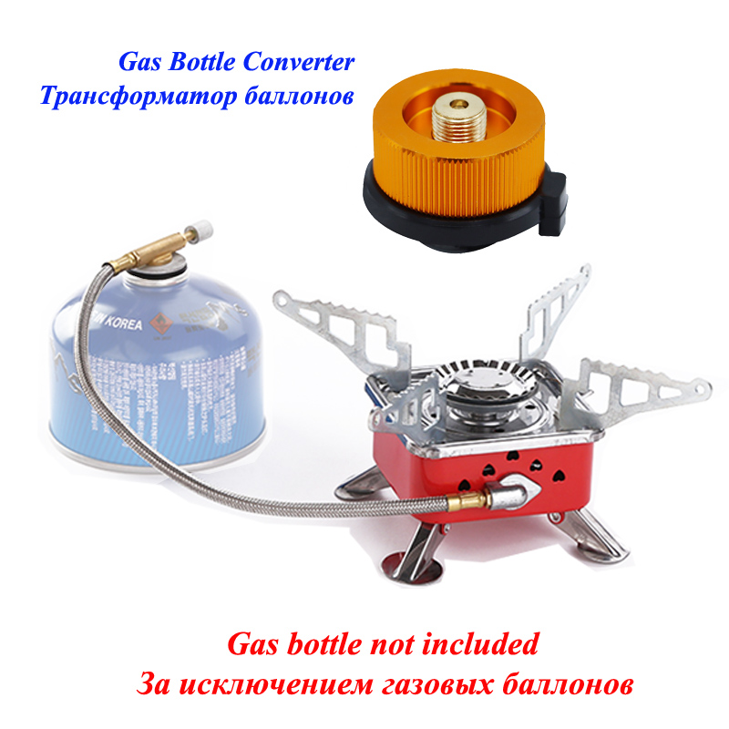 Portable Outdoor Mini Portable Folding Stove Gas Heater Camping Burner Picnic Cooker BBQ Heating Foldable Furnace Head: Burgundy