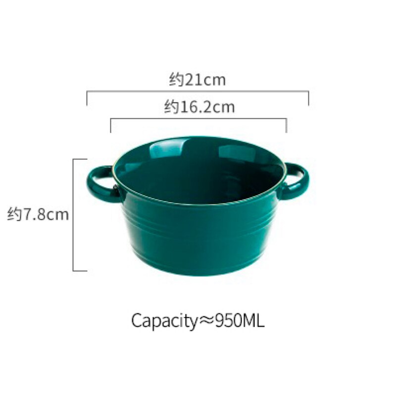 Smaragdgrøn keramik guld indlæg western mad bøf pasta fiske tallerken fad salat suppe ris skål krydderi fad porcelæn bordkrig: Suppeskål 950ml