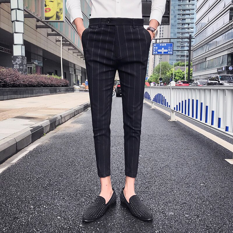 Pantalones a rayas para Hombre, pantalón informal, a cuadros, para oficina, Perfume, ajustado, para verano,: 32