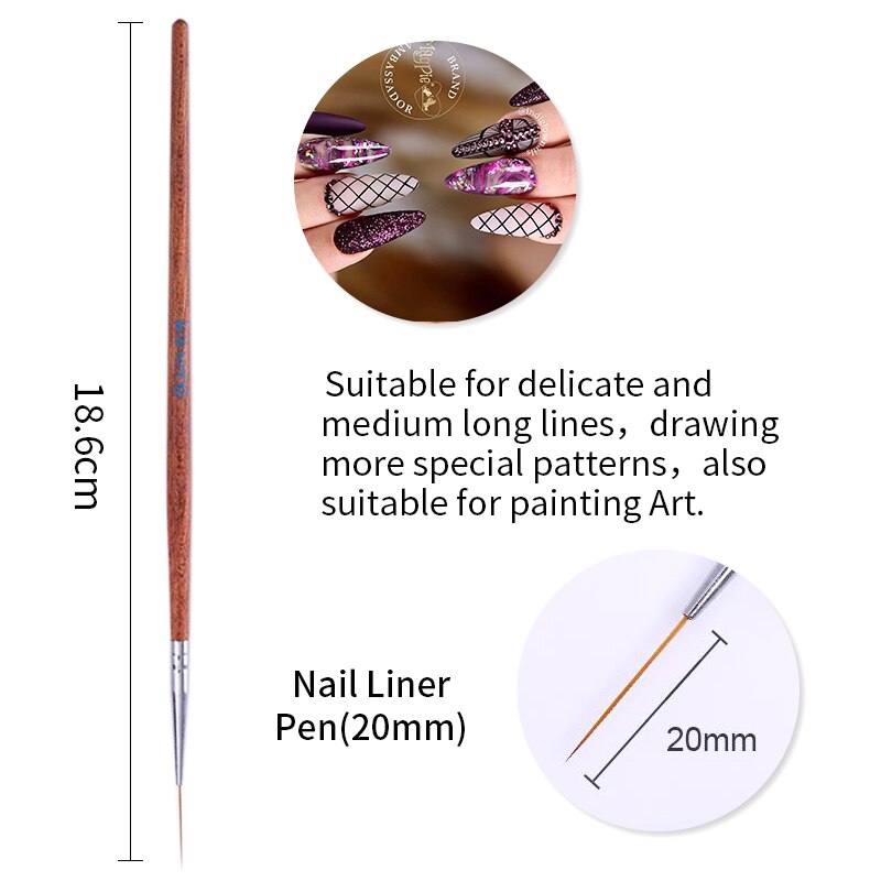 Geboren Pretty Nail Brush Nail Art Liner Voor Uv Gel Extension Bloem Tekening Schilderen Art Pen Manicuring Nail Art Tool diy
