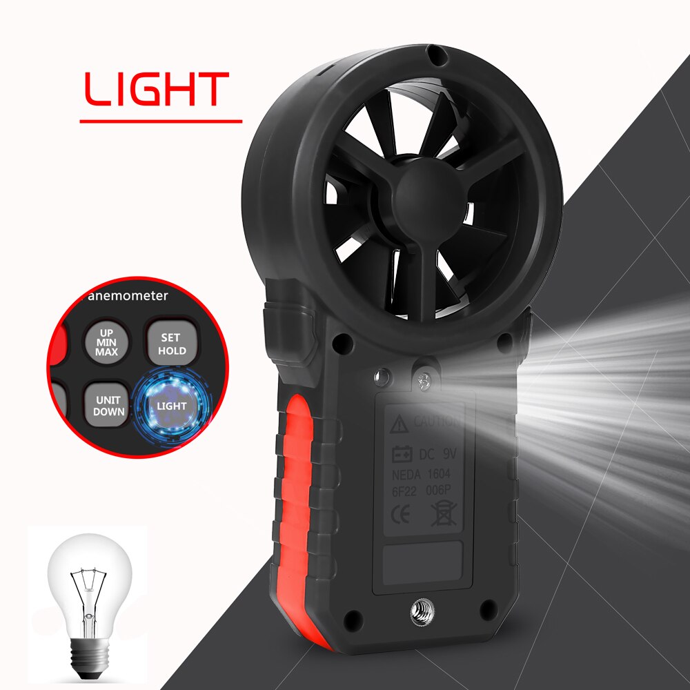 Anemómetro de mano KKMOON medidor de velocidad del viento CFM medidor de viento con retroiluminación LCD para la recolección de datos meteorológicos